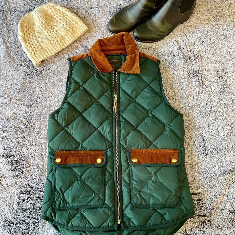 Excursion quilted down vest with Corduroy accents